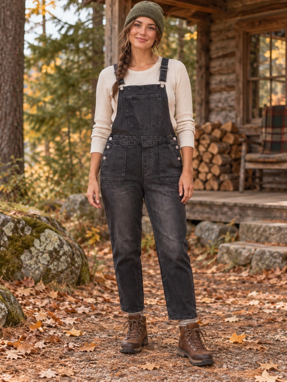 Old Navy Overalls Womens 10 Black Denim Stretch Bib Tapered Leg Gorpcore Fall